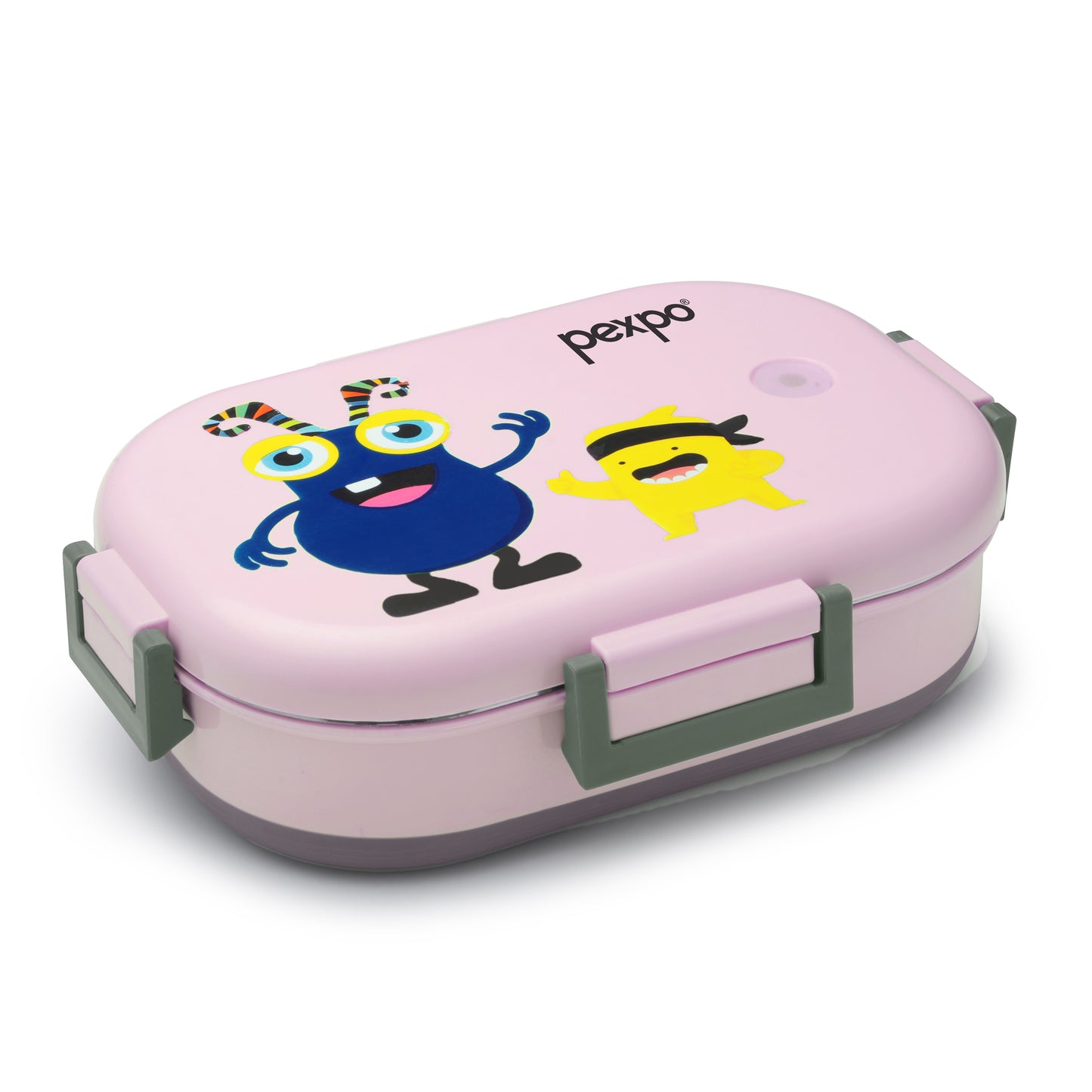 Pexpo Tango  - Stainless Steel Kids Lunch Box (Blue Monster Design)