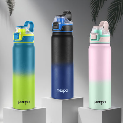 Pexpo Amaze Thermo Steel Bottle | Tri-Ply Vacuum Insulated Hot & Cold Flask | For Travel