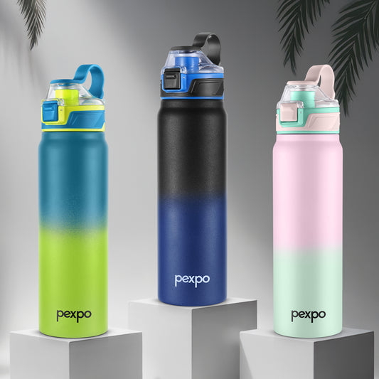 Pexpo Amaze Thermo Steel Bottle | Tri-Ply Vacuum Insulated Hot & Cold Flask | For Travel