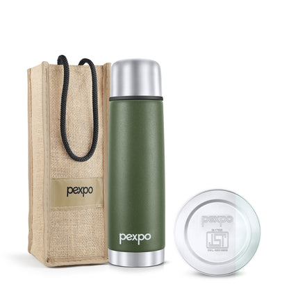 Pexpo Flamingo Thermo Steel Flask | Tri-Ply Vacuum Insulated Hot & Cold Bottle | Leakproof