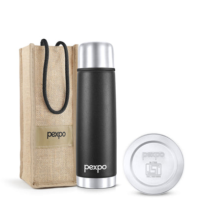 Pexpo Flamingo Thermo Steel Flask | Tri-Ply Vacuum Insulated Hot & Cold Bottle | Leakproof