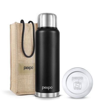 Pexpo Flamingo Thermo Steel Flask | Tri-Ply Vacuum Insulated Hot & Cold Bottle | Leakproof