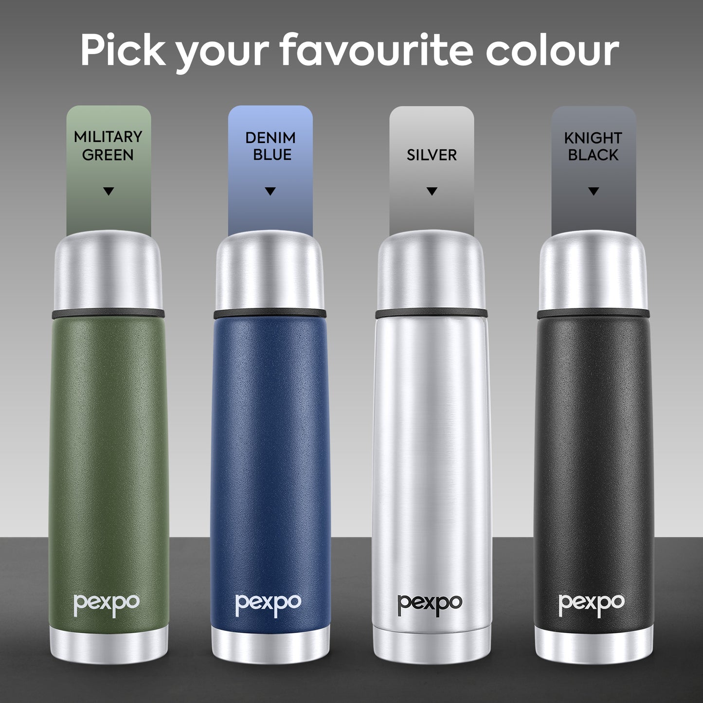 Pexpo Flamingo Thermo Steel Flask | Tri-Ply Vacuum Insulated Hot & Cold Bottle | Leakproof