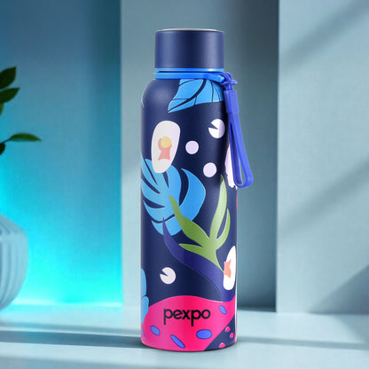 Pexpo Bravo Thermo Steel Bottle | Tri-Ply Vacuum Insulated Hot & Cold Flask - Plant-themed Art