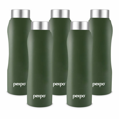 PEXPO Bistro- Wide Mouth & Leak-Proof Stainless Steel Water Bottle with Steel Cap