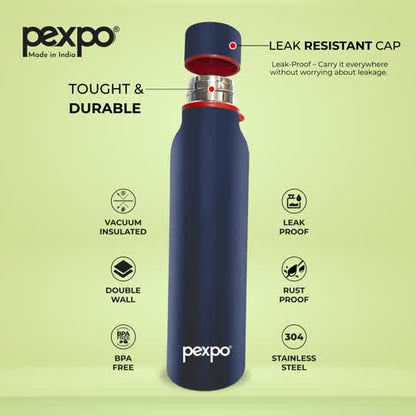 Pexpo Bosco- Stainless Steel Vacuum Insulated Water Bottle | BPA-Free | 24/7 Hot & Cold