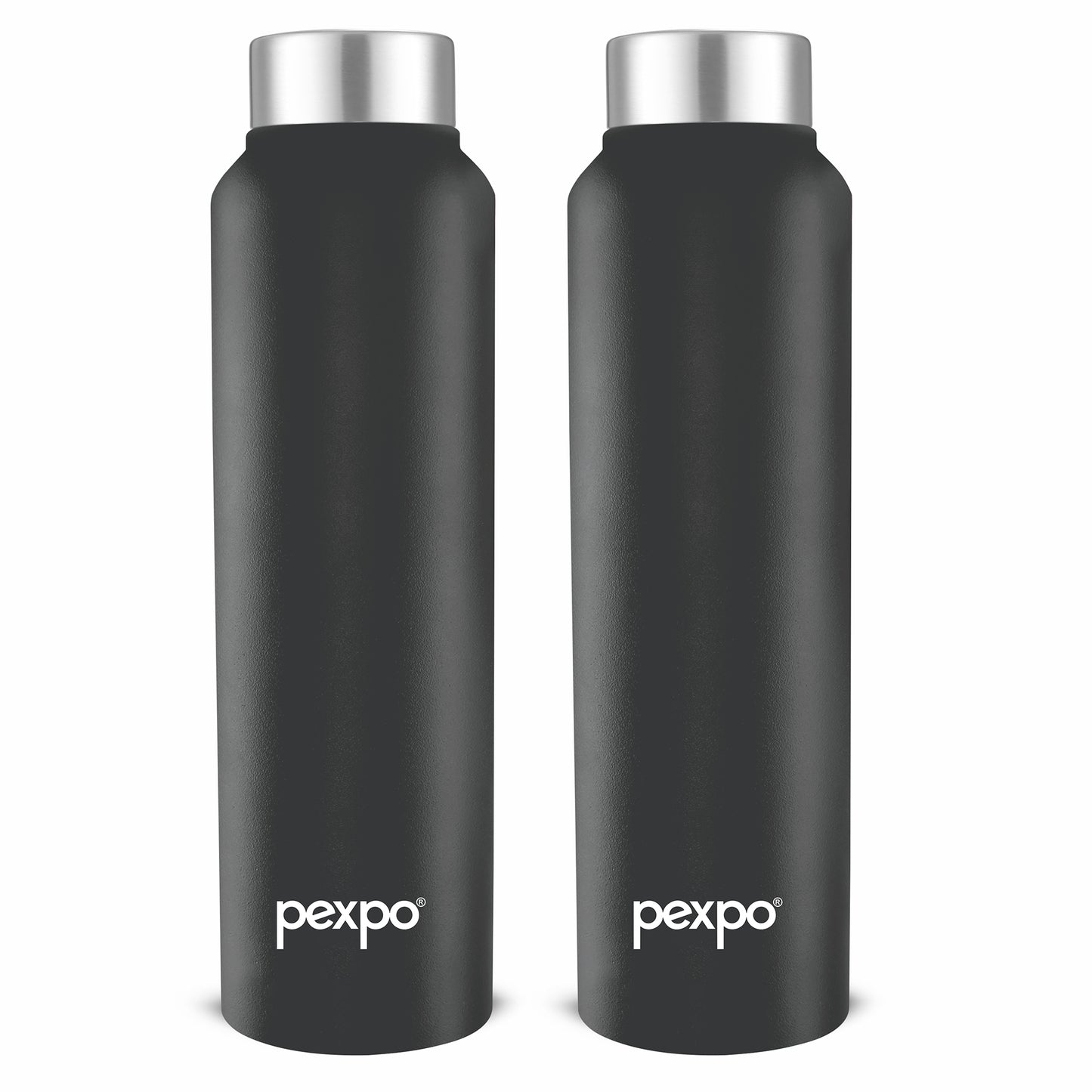 PEXPO Chromo- Wide Mouth & Leak-Proof Stainless Steel Water Bottle with Steel Cap