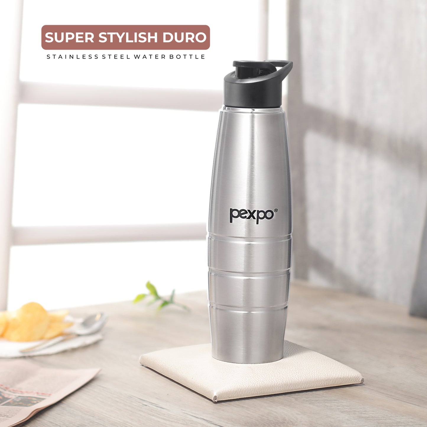 PEXPO Duro- Wide Mouth & Leak-Proof Stainless Steel Water Bottle with Sipper Cap
