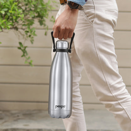Pexpo Echo -Vacuum Insulated Stainless Steel  With Loop Handle Water Bottle | 24/7 Hot & Cold | ISI Certified
