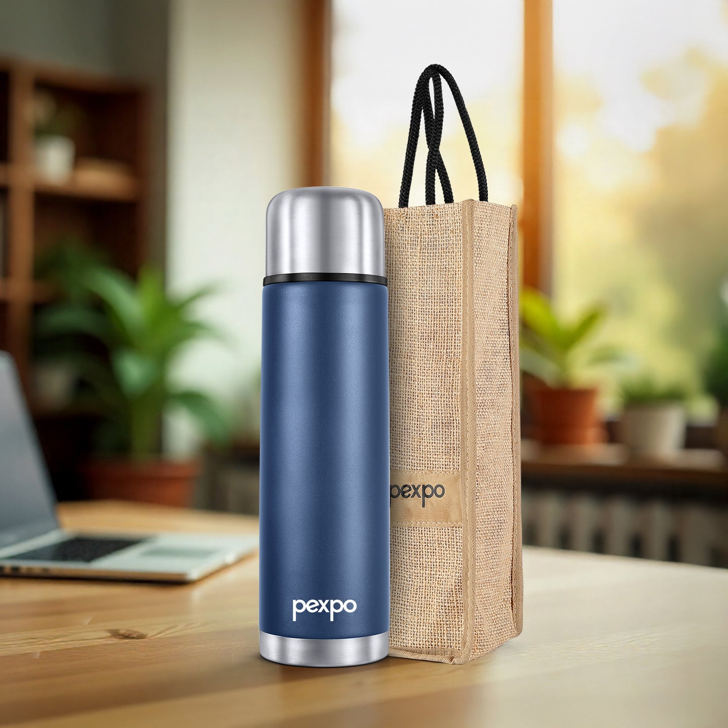 Pexpo Flamingo Thermo Steel Flask | Tri-Ply Vacuum Insulated Hot & Cold Bottle | Leakproof