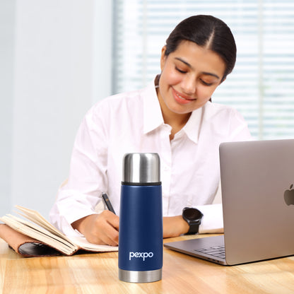 Pexpo Flamingo Thermo Steel Flask | Tri-Ply Vacuum Insulated Hot & Cold Bottle | Leakproof