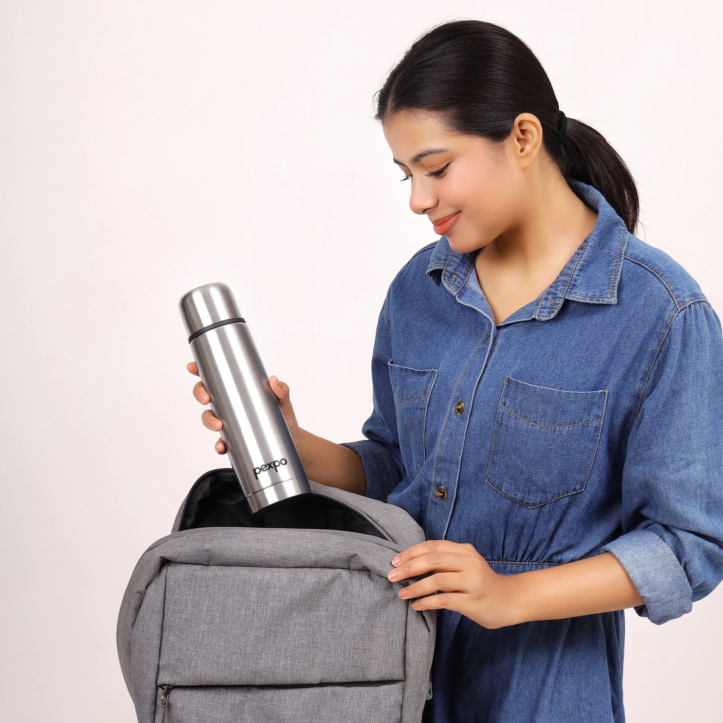 Pexpo Flamingo Thermo Steel Flask | Tri-Ply Vacuum Insulated Hot & Cold Bottle | Leakproof