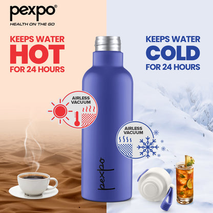 Pexpo Oslo - Stainless Steel Vacuum Insulated Water Bottle | 24/7 Hot & Cold |Eco-Friendly | ISI Certified