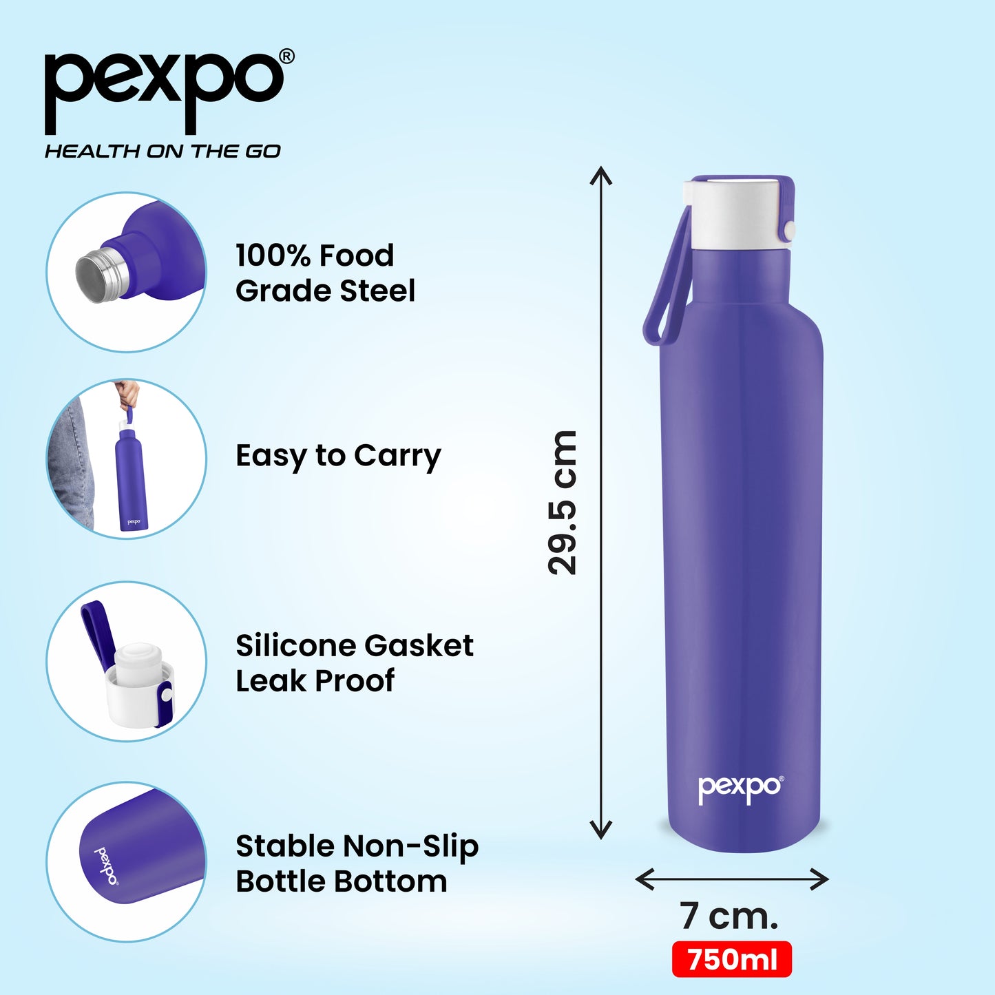 Oslo - Insulated Stainless Steel Water Bottle to Keep Drinks Hot/Cold 24 Hours