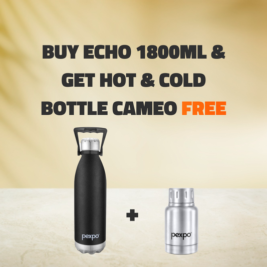 ECHO 1800ml Black Knight (Hot & Cold Vacuum Insulated) with  Cameo 160ml Silver ( Hot & Cold Vacuum Insulated ) Free !