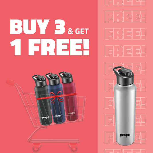 Chromo  Stainless Steel Fridge/Sports Bottle 1000ml each  in 4 Multi Colors and  get 1 Free!
