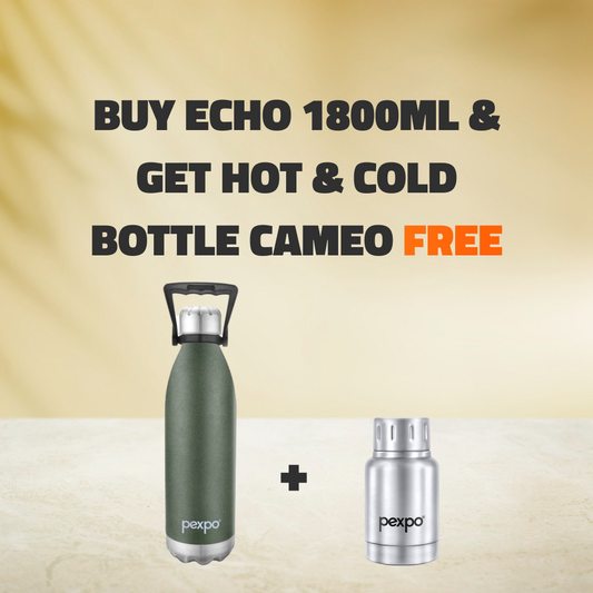 ECHO 1800ml Military Green ( Hot & Cold Vacuum Insulated) with  Cameo 160ml Silver ( Hot & Cold Vacuum Insulated ) Free !