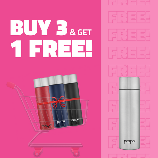 Rodeo Stainless Steel Fridge/Sports Bottle 1000ml each  in 3 Multi Colors and  get 1 Free!