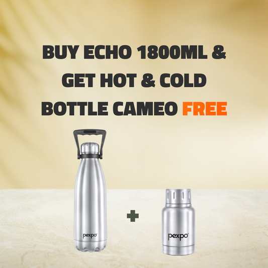 ECHO 1800ml Silver (Hot & Cold Vacuum Insulated) with  Cameo 160ml Silver (Hot & Cold Vacuum Insulated ) Free !