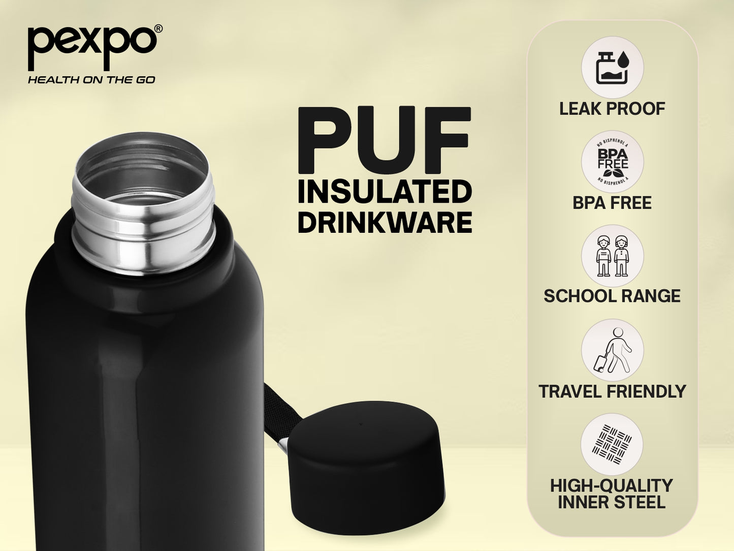 Stereo 900 - PUF Insulated Warm & Cold Stainless Steel Water Bottle