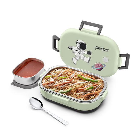 Pexpo Tango  - Stainless Steel Kids Lunch Box (Astronaut Design)