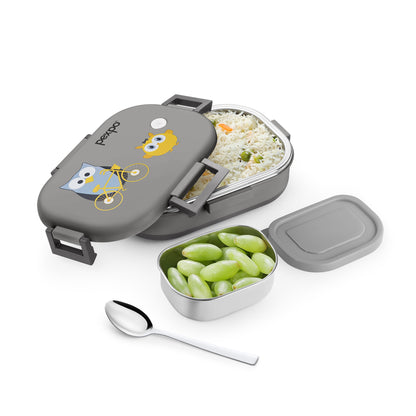 Pexpo Tango  - Stainless Steel Kids Lunch Box (Owl Design)