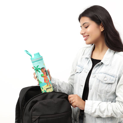 Texas Sea Green Doll Print Hot & Cold Water Bottle