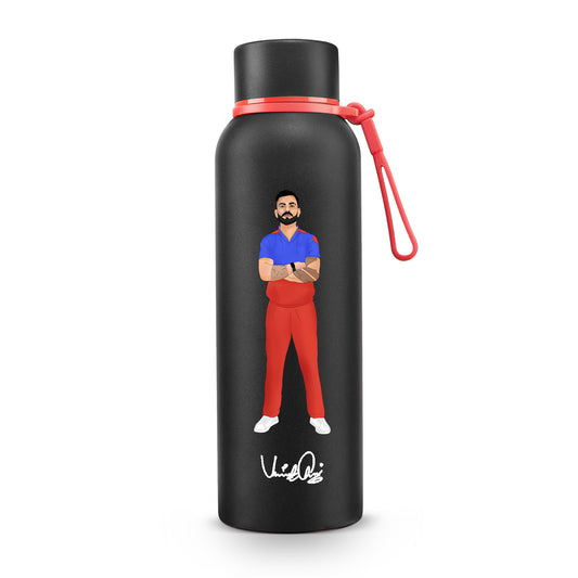 Pexpo Bravo RCB Edition- 24 Hrs Hot & Cold Stainless Steel | Caricature Design 700ml |  ISI Certified Flask