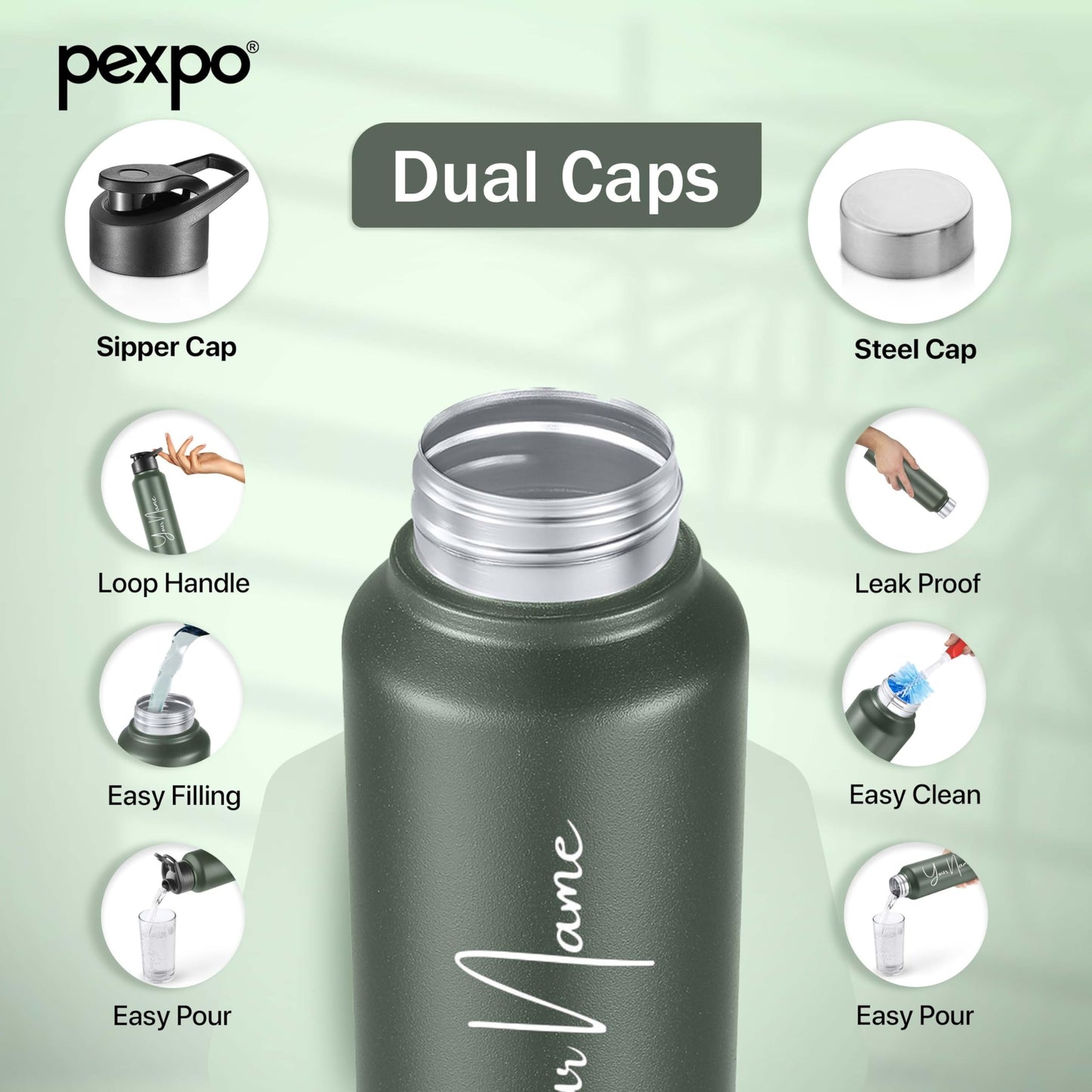 Chromo Customize Water Bottle with Dual Cap
