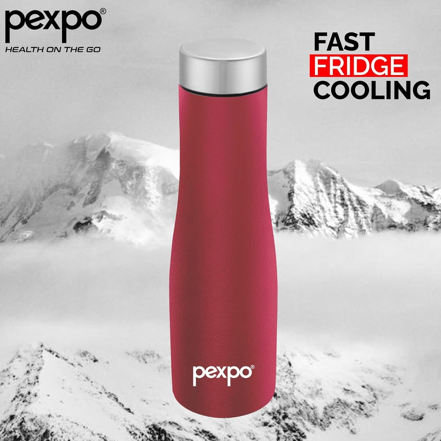 PEXPO Monaco- Wide Mouth & Leak-Proof Stainless Steel Water Bottle with Steel Cap