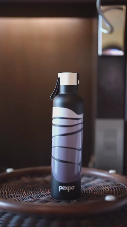 Oslo Grey Wave Print Hot & Cold Water Bottle